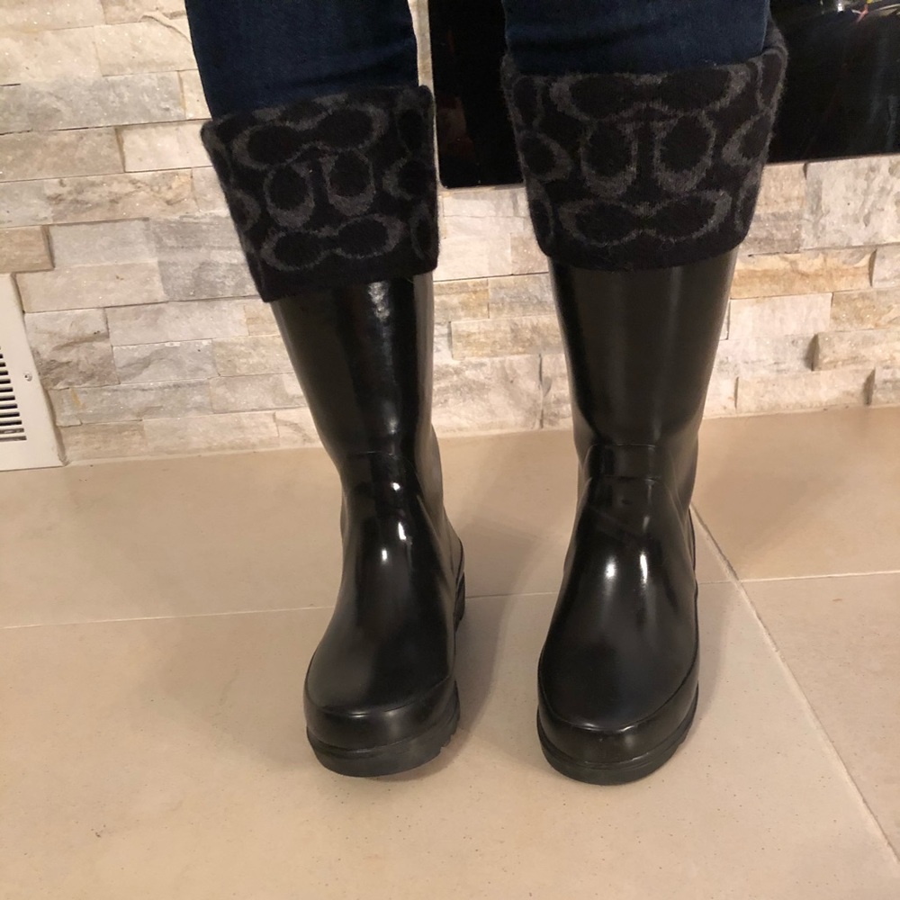 Black Coach Rain Boots